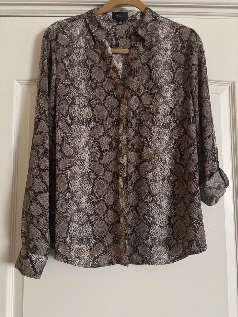 NWOT The Limited Brown Taupe Snake Print Button-Down Shirt